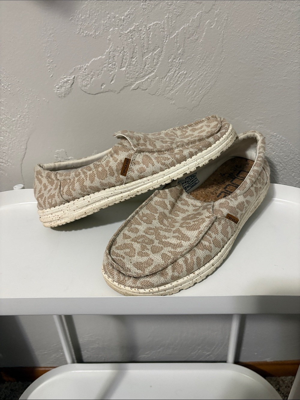 Hey Dude Women's Tan Leopard-Pattern Slip-On Loafers